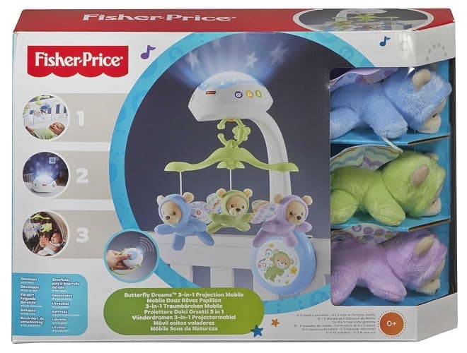Fisher-Price 3-in-1-Traumbärchen-Mobile, Mobile für Babybett, Elektrisches Mobile mit Licht, Musikmobile, Babyerstausstattung, Babybett- und Baby-Zubehör, ab Geburt, CDN41 - Traumbärchen Mobile thumbnail 8