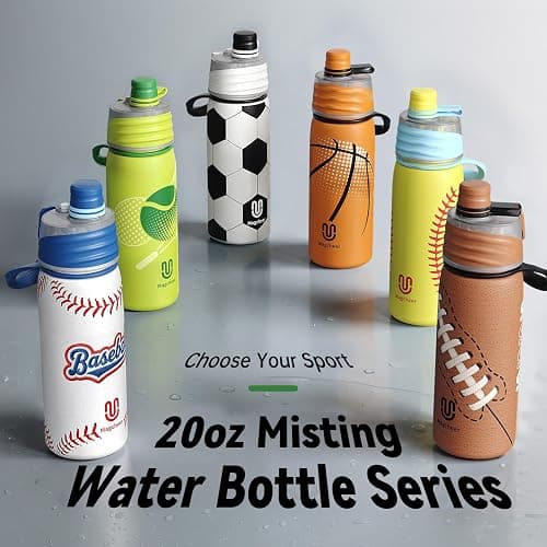 Magcheer Softball Water Bottle - 20oz Insulated Misting Water Bottles Stainless Steel 3D Textured - Softball Accessories Gift for Kids thumbnail 8