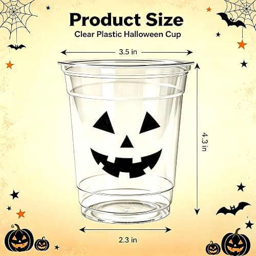 Lxdmnj 50 Pack Halloween Plastic Cups 12 Oz Disposable Halloween Party Cups Vampire Monster Ghost Pumpkin Party Cups for Party Supplies Coffee Wine Hot Cold Drinks thumbnail 3