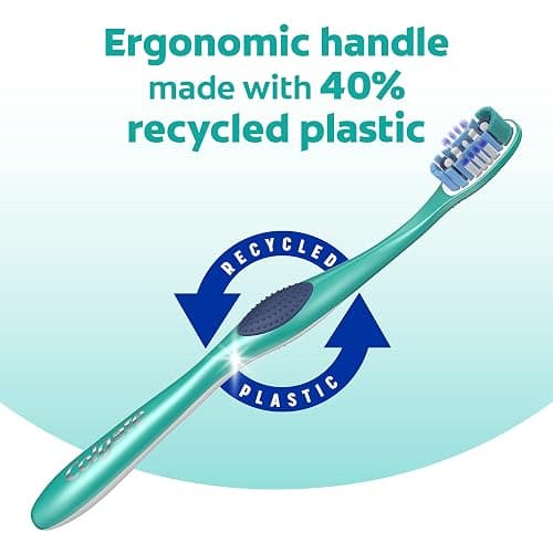 Colgate 360 Whole Mouth Toothbrush, Adult Toothbrushes Medium Bristles, Helps Remove Bad Breath Bacteria and Plaque, Medium Toothbrush Pack, Includes Cheek and Tongue Cleaner, 4 Pack thumbnail 6
