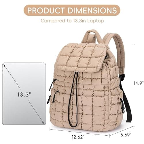 CLUCI Puffy Quilted Backpack Purse for Women, Casual Lightweight Daypack for Women Travel thumbnail 4