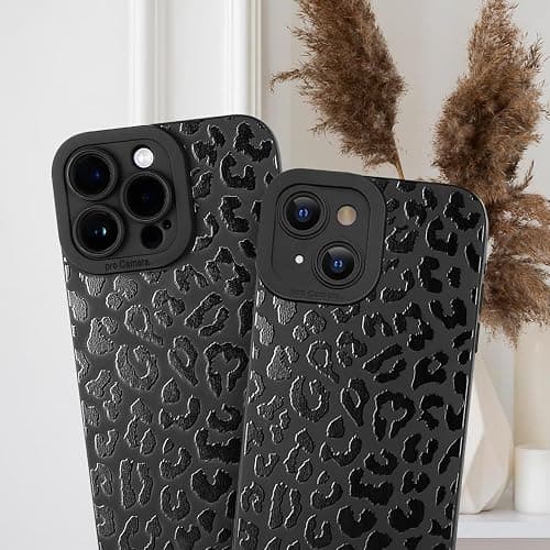 Compatible for iPhone 15 Pro Case, Black Small Leopard Cute Cheetah Pattern Design for Women Girls, Soft TPU Slim Profile, Anti-Slip Shockproof Protective Girly Case for iPhone 15 Pro thumbnail 3