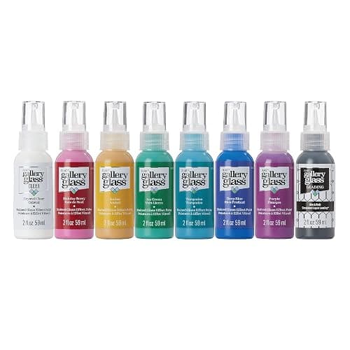 Gallery Glass PROMOGGJL22 Jewel Tones Stained Glass Painting Kit, 8 Piece Glass Paint Set for DIY Arts and Crafts, Perfect for Beginners and Artists - Image 1