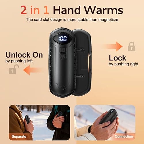 Rechargeable Hand Warmers 2 Pack, 6000mAh Electric Hand Warmers, 5-Settings, Portable Pocket Heater, Great for Men Women Kids, sutable for Outdoors Office Travel Hunting thumbnail 7
