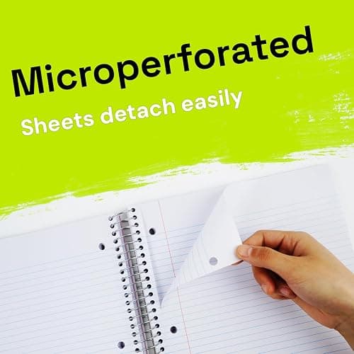 ONAVIA Spiral Notebook for School, 5 Subject, College Ruled Paper, 200 Sheets, 9" x 11", 5 Dividers with Pockets, 3 Hole Punched Perforated, Plastic Cover,Lined Journal,School Supplies,Cornflower Blue thumbnail 4