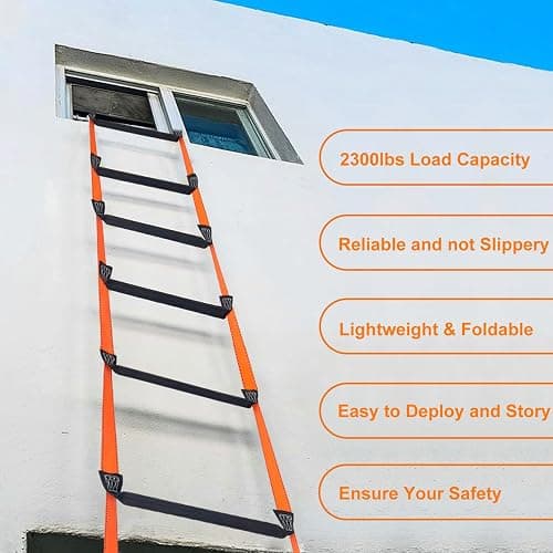 FKNGS Fire Escape Ladder, 26.2 Feet Emergency Fire Ladder, 2-3 Story Homes Reusable Safety Rope Ladder for Kids and Adults thumbnail 2
