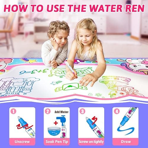 Water Doodle Mat,40 x 32 Inch Large Drawing Mat with Backpack,Educational Toys Gifts for Kids Boys Girls,Mess Free Painting for Toddlers Age 2 3 4 5 6 7 8 Year Old thumbnail 3