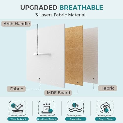 OLIXIS White Dresser for Bedroom, Wide Chest of Drawers for Clothes Storage | Fabric Bedroom Dresser with 5 Drawers, Storage Organizer Unit with Fabric Bins, Wooden Top, Living Room thumbnail 6