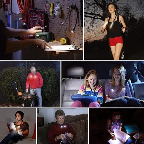 Book Light, Rechargeable LED Hug light, Neck Hug Reading Lights for Bed Reading, Hands Free Flexible Arm, Soft Silicone Arms Comfortable Wear, Perfect for Bookworms Kids Crafts Knitting Travel, BBQ thumbnail 7