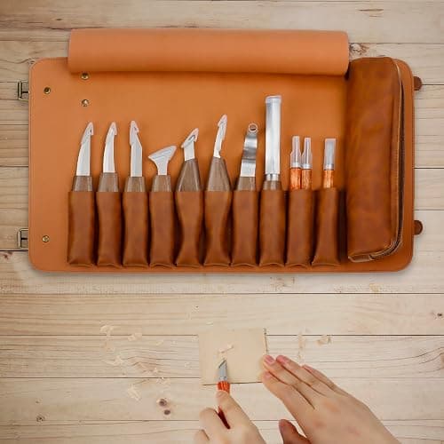 Tekchic Wood Carving Kit Deluxe-Whittling Knife, Wood Carving Knife Set, Wood Whittling Kit for Beginners, Carving Knife Woodworking Wood Carving Tools Set with Large Leather Case thumbnail 7