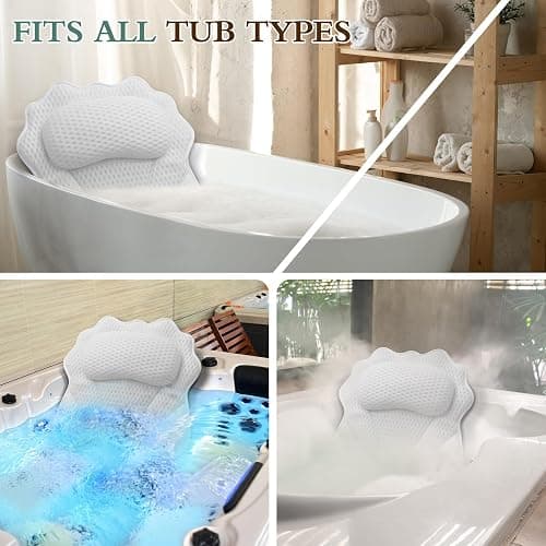 Ruvince - Oreiller de Bain Ergonomique de Luxe avec Soutien de la tête, du Cou, des épaules et du Dos - 4D - pour Baignoire - avec 6 ventouses puissantes, s'adapte à Toutes Les baignoires, spas thumbnail 7