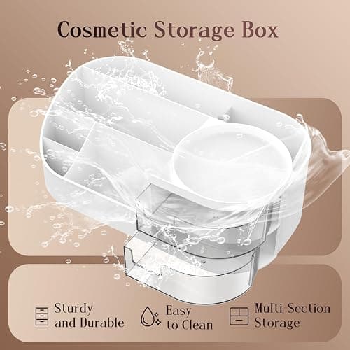 Makeup Organiser, Large Capacity Cosmetic Organisers for Beauty Skincare Jewelry, Make Up Storage Cosmetic Dressing Table Organiser Makeup Box with Drawer for Bedroom Bathroom Dresser Office (White) thumbnail 6