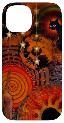 Aesthetic Bohemian Boho Whimsy Twee Cat Sun Celestial Case for iPhone 14 - Image 1