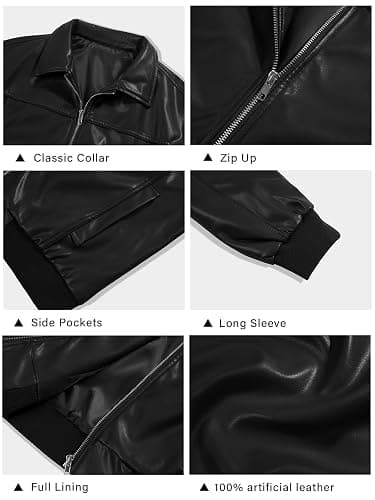 Tankaneo Womens Faux Leather Jackets Oversized Bomber Casual Fall Fashion Zip Up Moto Biker Coats thumbnail 5