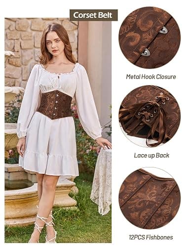 Scarlet Darkness Corset Belt for Women Fishbone Wide Waist Corset Pirate Belt thumbnail 3
