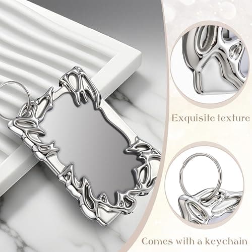 Geyoga 2 Sets Electroplate Plastics Frame Photocard Holder Keychain with 10 Pcs Photocard Sleeves Silver Plating Irregular Frame Y2K ID Badge Holder for Student Card Case Stationery Office Supplies thumbnail 4