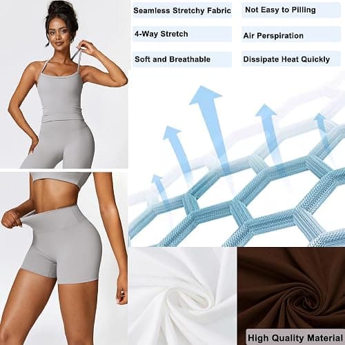 GXGPML Women 2 Piece Workout Sets (2025 NEW) Yoga Outfit Open Back Tank Top High Waisted Shorts Gym Sets Tracksuits thumbnail 4