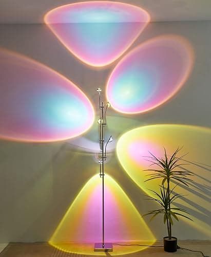 Sunset Floor lamp Unique 5 Head Projector lamp for Bedroom Background Decorative Adjustable Modern LED sunset light Mood lighting Living Room Galvanized Chrome Color Filter Mood Ambient Floor lamp - Image 1
