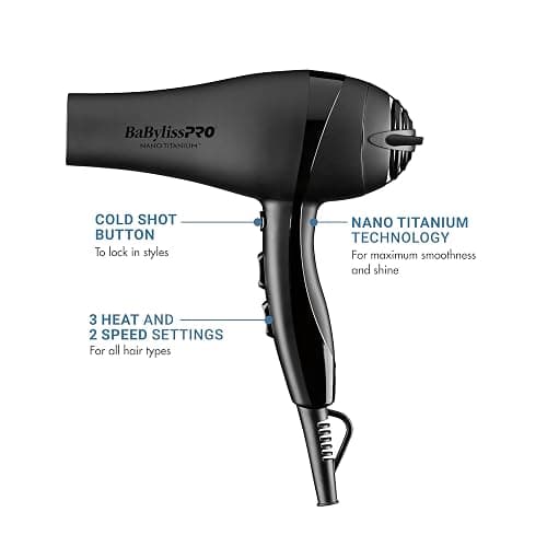 BaBylissPRO Nano Titanium 2000-Watt Blow Dryer with Concentrator Nozzle, Professional Grade Ionic Corded Styling Tool for Hair thumbnail 3