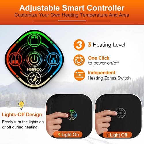 Heated Vest For Men with Battery Pack, Electric Heated Jacket, Smart Controller with Light-Out Design thumbnail 3