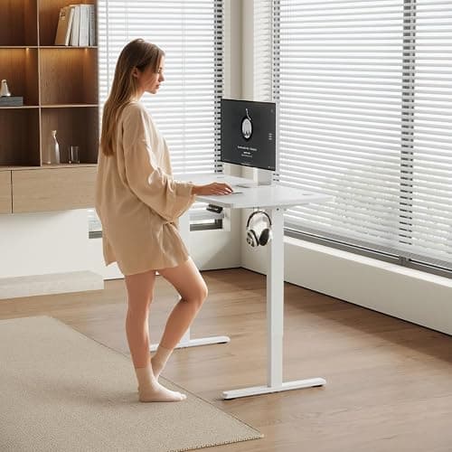 Airfish Bureau réglable en hauteur 100x60cm avec prise USB, bureau réglable en hauteur électrique avec fonction mémoire, 73-118cm, blanc thumbnail 2