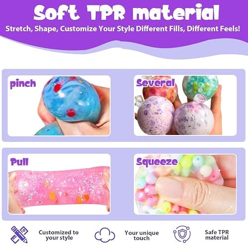 DIY Stress Ball Making Kit ,15 PCS TPR Skins with Expander & Vacuum Tool, Complete Squishy Maker Kit for Adults Kids, ASMR Sensory Stress Relief Toys, Customizable Self-Care Gift for Office & Anxiety thumbnail 4