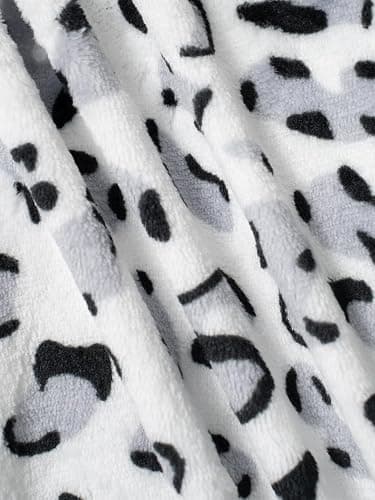 Women Leopard Print Fuzzy Pajama Pants Casual Cozy Drawstring Wide Leg Pants thumbnail 5