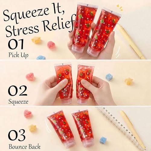 Toothpaste Squishy Toys, Slow Rising Fidget Toys Gifts for Adults, Red | Soft Toothpaste-Shaped with Fruit Decor, Calm Anxiety, Improve Focus, Easy to Clean, Halloween Gifts for Office Home Travel thumbnail 5