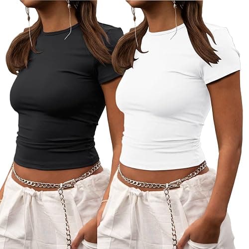 ZHENWEI Crop Workout Tops for Women Pack Summer Short Sleeve Gym Athletic Compression Shirts Cute Tight Basic Tops Tee - Image 1