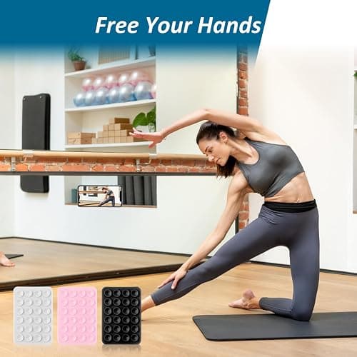 3PCS Phone Suction Pad Sticky Case for Wall Phone Holder Sticky Case Double Sided 24 Suction Pad Anti-Slip Hands-Free for Shower Mirror Glass Car Selfies Videos (Black White Pink) thumbnail 6