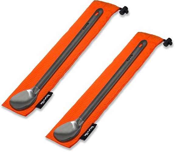 Kuvik Titanium Long Handle Spoon 2-Pack - Ultralight and Compact for Camping and Hiking - Image 1