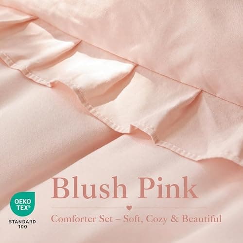 JANZAA WHITE Comforter Set Queen – Soft Microfiber, Lightweight All Season Bedding, Ruffle Shabby Chic Aesthetic, Breathable Cozy Bed Set with 2 Pillow Shams, Machine Washable thumbnail 3