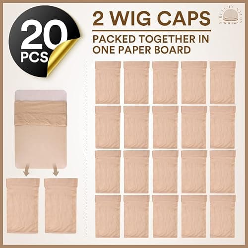 Teenitor Wig Cap, Nylon Wig Caps, 20Pcs Stocking Wig Caps for Women Nude thumbnail 4