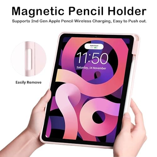 SIWENGDE Cases for iPad Pro 12.9 Case 6th/5th/4th Generation (2022/2021/2020) with Pencil Holder [Apple Pencil Wireless Charging] Soft TPU Smart Tri-fold Stand Protective Cover(Pink) thumbnail 5