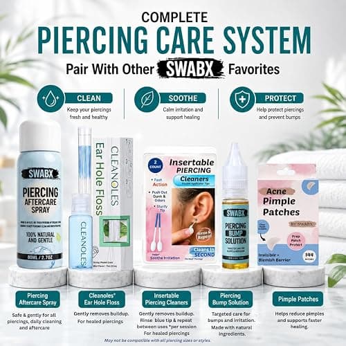 SWABX Piercing Aftercare Saline Spray 80ml – Fine Mist Sea Salt Spray for Ear, Nose & Body Piercings – Gentle Daily Care thumbnail 15