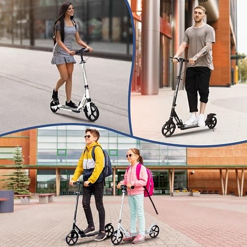 Nattork Scooter for Kids Teens and Adult Max Load 240LBS- Adjustable Height Folding Scooter with Large Sturdy Wheels Smooth Ride, Lightweight, Commuter Adult Scooters with Disc Brake,Shock Absorption thumbnail 9