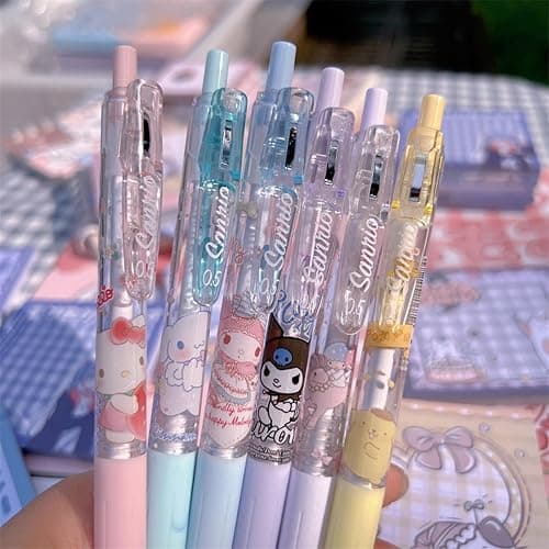Cute Office Supplies - Including 6 Pcs Cartoon Gel Pens & 8 Pack Small Sticky Notes - Anime Cartoon Gifts Set for Girls thumbnail 5