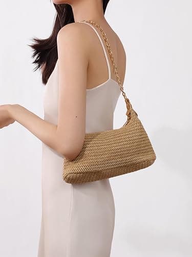 GOLDTIMO Women's Straw Woven Beach Bag Summer Vacation Shoulder Purse thumbnail 2