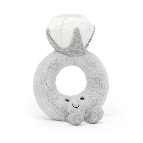 Jellycat Amuseables Diamond Ring Stuffed Toy, 8 inches - Wedding Ring Plush - Engagement and Wedding Gift - Image 1