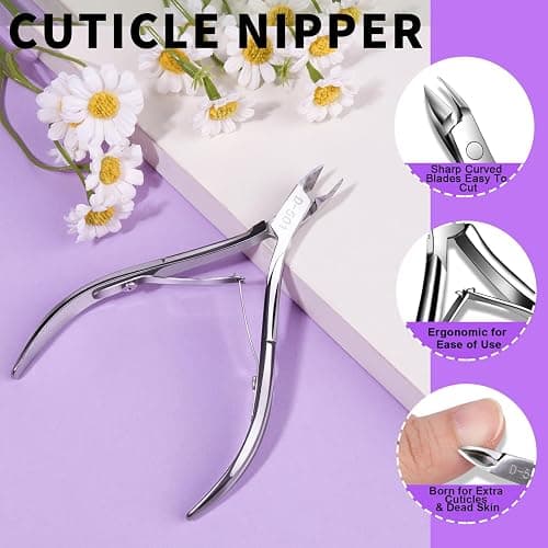Teenitor Cuticle Remover with Cuticle Pusher and Cuticle Cutter, Cuticle Trimmer Cuticle Nippers Nail Clippers for Women, Pedicure Tools for Fingernails Toenails thumbnail 4