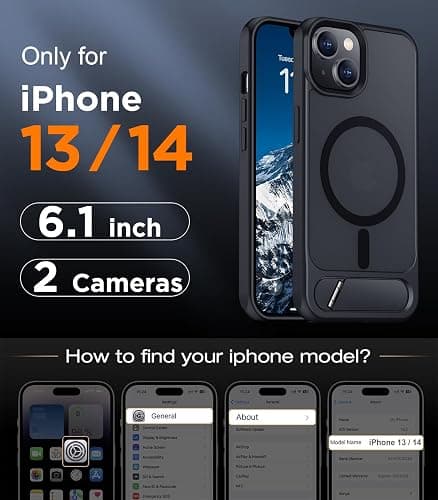 Temdan Compatible with iPhone 14 Case/iPhone 13 Case,[Built-in Invisible Kickstand][Compatible with MagSafe][Military Grade Shockproof] Slim Translucent Matte Phone Case for iPhone 14/13 6.1" thumbnail 2