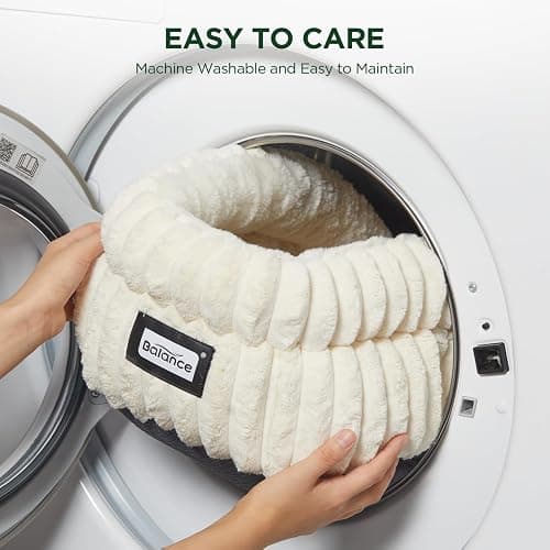 BALANCE Cat Bed Kitten Bed, Washable Round Cat Beds for Indoor Cats,Super Soft Plush Faux Fur Pet Bed for Puppy and Kitten with Anti-Slip Bottom thumbnail 7