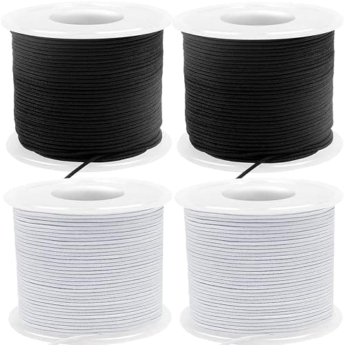 220 Yards Stretchy Bracelet String, 1mm Elastic String for Bracelets, 2 White & 2 Black Elastic Cord for Bracelets, Friendship Bracelet String, Tensile Strength String for Crafts, Necklaces & Beads - Image 1
