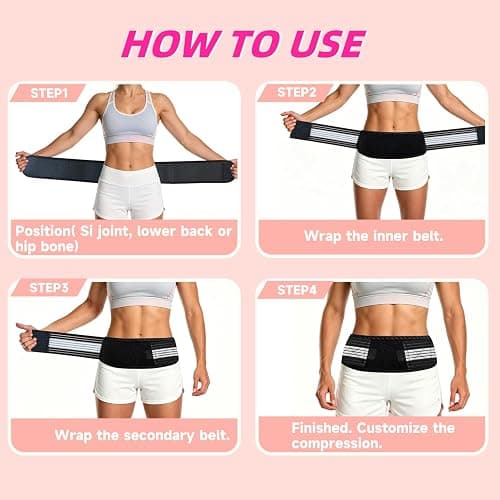 SI Joint Belt for Women, Size M, Sacroiliac Support & Sacral Brace | Dual-Support Orthobelt: SIJ, Trochanter & Sacral Bands Supports Spine/Pelvis, Relieves Sciatica, Disc, Scoliosis, Back Pain thumbnail 6