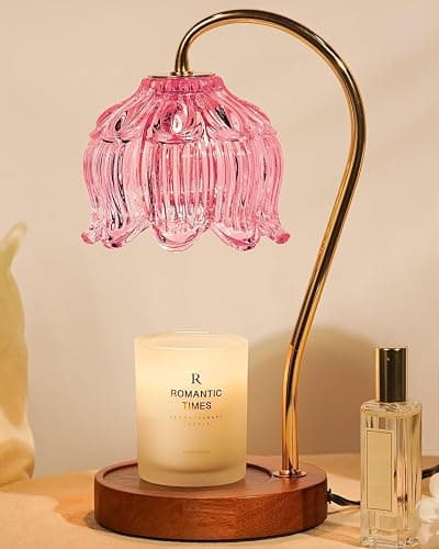Funistree Pink Candle Warmer Lamp with Timer, Dimmable Candle Lamp Warmer, Birthday Gift Idea for Women Mom Who Have Everything, House Warming for New Home, Lotus Wax Melt Warmer for Jar Candles - Image 1