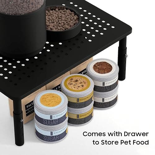 ‌Adjustable Automatic Cat Feeder Stand - Non-Slip Elevated Holder for Cats/Puppies, Fits Most Automatic Feeders & Water Dispensers, Black(Holder ONLY) thumbnail 4