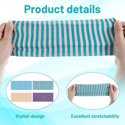 MBAIYO 4pcs Striped Headbands for Women Wide Non Slip Elastic Headbands Stretchy Trendy Thick Stripe Head Bands Bandanas Workout Yoga Running Cute Hair Band for Women's Hair Accessories thumbnail 3