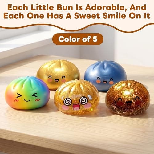 Glitter Dumpling Squishy,Dumpling Squishies,Glitter Dumpling Mystery Box,Colorful Dumpling Stress Balls Fidget,Jumbo Squishy Toy with Steamer Box,Soft Squeeze Decompression Dough (Rainbow Colors) thumbnail 2