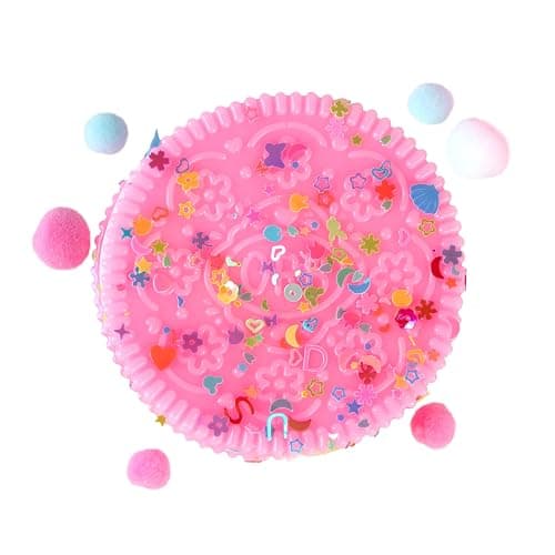 ORB Tabalicious Taba-Pops Jumbo Pink TABA Squishy Cookie - Super Soft, Jumbo Sized Sandwich Cookie - Squish, Squeeze, Pinch for Stress Relief - Play Food Squishy Fidget Toys for Kids and Adults thumbnail 4