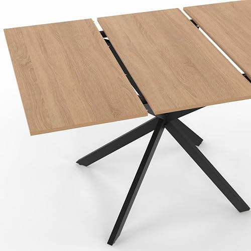 IDMarket Alix – Mesa de comedor extensible cuadrada 4-6 personas, pie araña madera y negro, 80-120 cm thumbnail 6